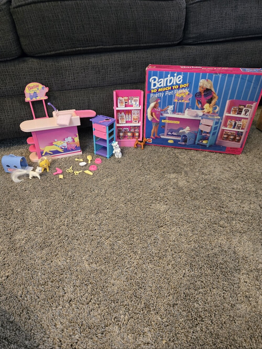 Vintage 1994 Mattel BARBIE Pet Parlor Playset So Much To Do Dogs